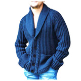 Autumn Winter Male Sweater Coat Thicken Warm Men British Casual Cozy Sweaters Lapel Tops Turn Down Collar Cardigan Sweater