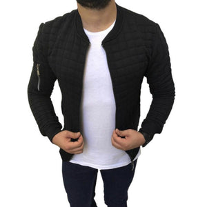 Mens Quilted Jacket Mens Cropped Jacket Autumn Round Neck Long-sleeved Slim Zipper Men's Jacket Casual Sports Men's Jacket
