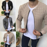 Mens Quilted Jacket Mens Cropped Jacket Autumn Round Neck Long-sleeved Slim Zipper Men's Jacket Casual Sports Men's Jacket