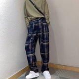 Plaid Pants Plaid Trousers Male Checked Trousers Straight Baggy Casual Korean Harajuku Men's Fashion Pants Streetwear
