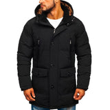 Thicken Warm Winter Parkas for Men Cotton-padded Hooded Jacket Coat Men Solid Color Cargo Jackets Mens Casual Windbreakera
