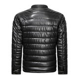 Warm Men Solid Color Leather Coat Faux Fur Collar Zipper Long Sleeve Casual Men's Cotton Jacket Winter