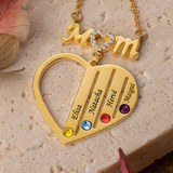 Personalized Heart Necklace for Mom with Birthstone and Custom Name - Perfect Mother's Day Gift for Mom