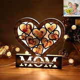 Personalized Heart-Shaped Acrylic Lamp with MOM Letters and Custom Photo for Mother's Day