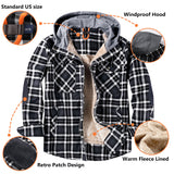 Plaid Flannel Shirt For Men Thick Warm Long Sleeve Fleece Hooded Shirts Cotton Mens