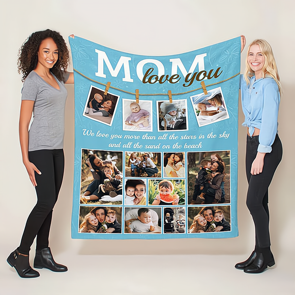 Personalized Custom MOM Photo Blanket Create a One-of-a-Kind Gift for Mom