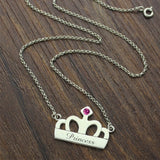 Personalized Crown Charm Necklace with Birthstone & Name Sterling Silver Mom Mother Day Gift