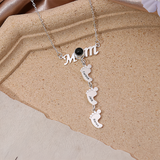 Personalized MOM Necklace with Feet and Projected Photo - The Perfect First Mother's Day Gift