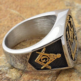 Men's Fashion 316L Stainless Steel Masonic Ring Square G & Pillars Freemason Master Mason Gold Size 7-13
