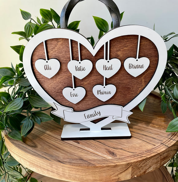 Customizable Family Heart Wooden Sign - Personalized Mother Day Plaque Home Decor for Any Room