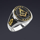 Retro Masonic Ring Mason Ring Men's Stainless Steel Ring Punk Party Fashion Ring