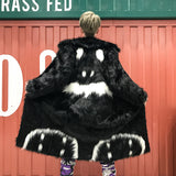 Mens Mink Coat Winter Faux Fur Jacket Black Gown White Devil Style Long Windbreaker Fake Fox Fur Coat Printing Fur Outwears