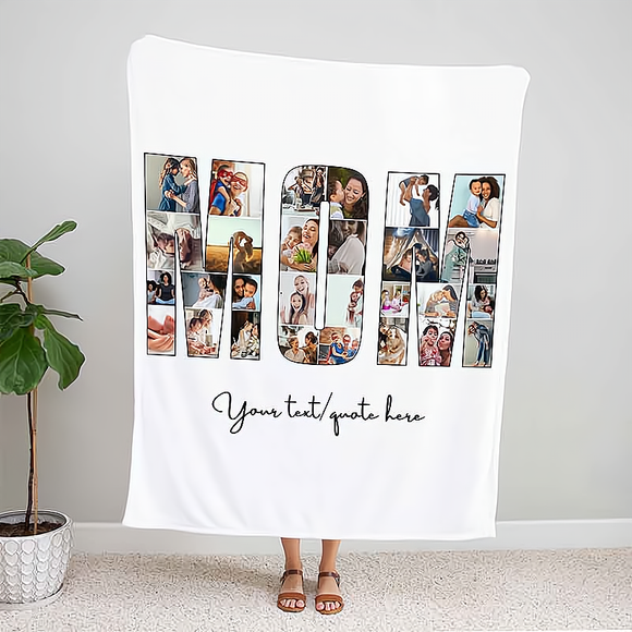 Mom Photo Collage Blanket - Personalized Gift for Mother's Day