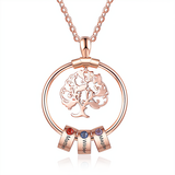 Personalized Surname and Birthstone Tree of Life Family Necklace - An Elegant Mother's Day Present for Mom