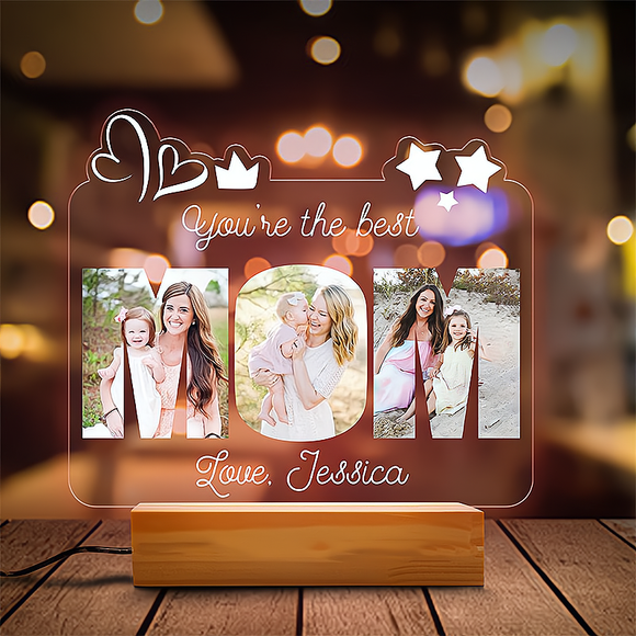 Customized Photo Night Light for Mom - Personalized Mother's Day Gift with Message