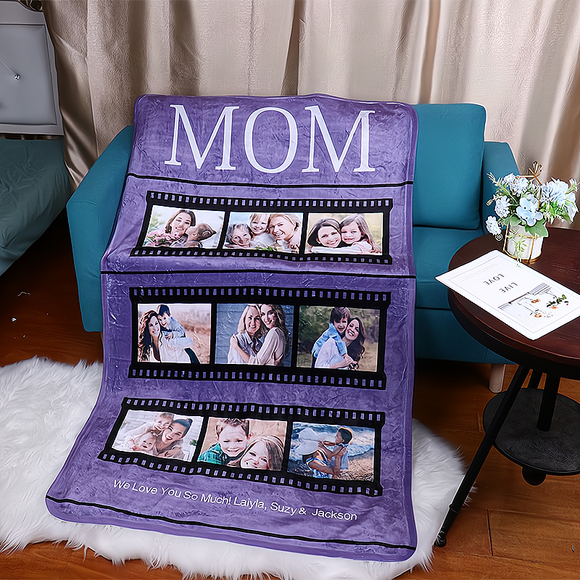 Wrap Mom in Love with Personalized Photo Film Blanket - Perfect Mother's Day Gift