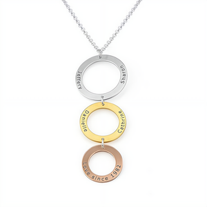 Personalized 3 Circles Tri-Color Custom Engraved Necklace for a Meaningful Mother's Day Gift