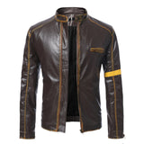 Mens Leather Jacket Autumn And Winter Mens Teenager Stand Collar Punk Mens Motorcycle Leather Jacket