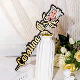 Personalized Acrylic Rose Logo Gift: Custom Photo and Name Engraved - Perfect for Mother's Day