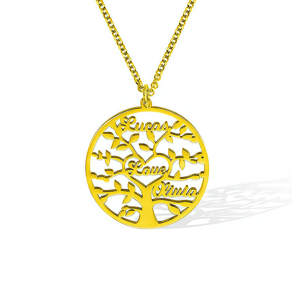 Personalized Mother's Day Gift with a Custom Heart Name Family Tree Necklace Celebrate Mom and Her Loved Ones