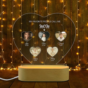 Make Mom's Day with a Personalized 'Favorite People Call Me Mom' Acrylic Photo LED Lamp - Perfect Mother's Day or Christmas Gift