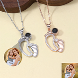 Personalized Footprint Projection Necklace - Custom Gift for Mom