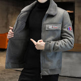 Men Winter Warm Suede Flight Bomber Jackets And Coats Fleece Lined Thick Thermal Faux Fur Parkas Outerwear