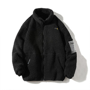 Men Harajuku Jacket Mens Winter Fleece Windbreakers Hip Hop Japanese Streetwear Male Grey Jackets Mens