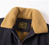 Corduroy Thick Coat Men Plus Velvet and Cotton Fleece Collar Warm Jacket Outdoor Tooling Imitation Lamb Velvet Coats Big Size M-5XL