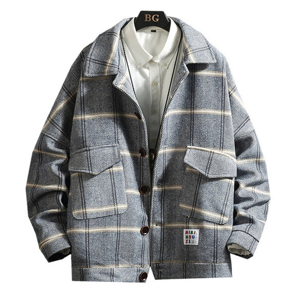 Plaid Winter Jacket Men Thicken Oversized Loose Hip Hop Outwear Streetwear Vintage Harajuku Coat