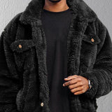 Winter Coat Solid Color Plush Simple Fluffy Men Jacket Hip-hop Style Winter Coat