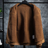 Men Winter Warm Suede Flight Bomber Jackets And Coats Fleece Lined Thick Thermal Faux Fur Parkas Outerwear
