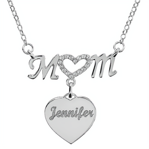 Mother's Day Presents - Personalized Mom Heart Necklace with Customizable Name