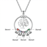Personalized Surname and Birthstone Tree of Life Family Necklace - An Elegant Mother's Day Present for Mom