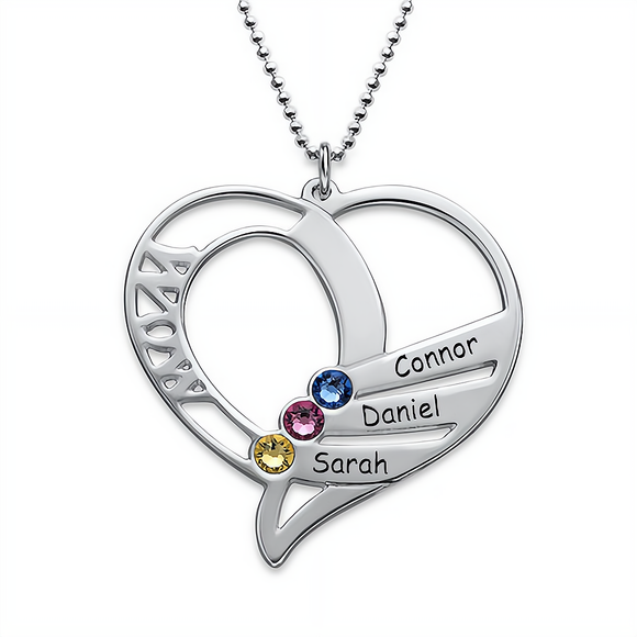 Celebrate Motherhood with Engraved Child Names Birthstone Necklace: Great first mothers day Gift Idea for mom
