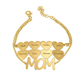 Personalized Mom Bracelet With Heart-Shaped Plaque - Custom Name Engraved, Perfect Gift for Mom on Mother's Day