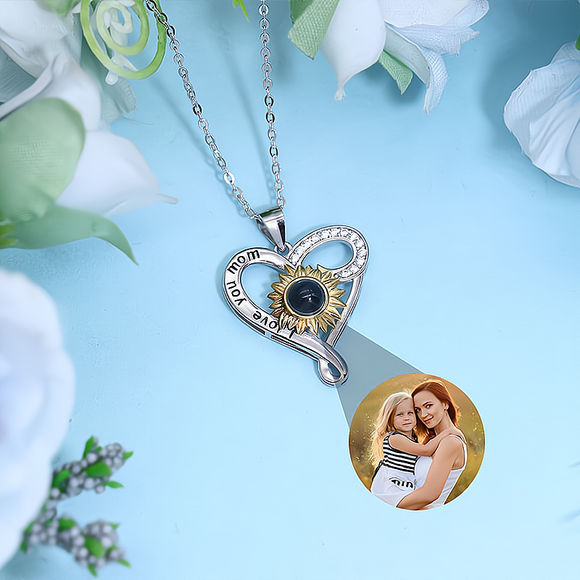 Custom MOM Projection Necklace with Your Favorite Picture - Perfect Mother's Day Gift For Mom