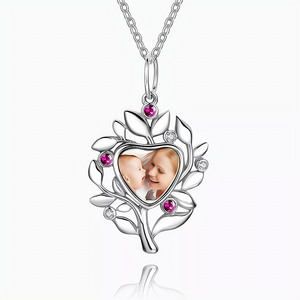 Custom Family Tree Pendant Photo Necklace - Unique Gift for New Moms on First Mother's Day