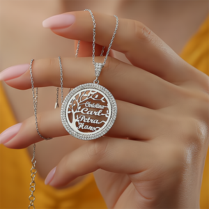 Cherish Your Roots with Personalized Family Tree Band Zircon Necklace - Cool and Meaningful Mother's Day Gift