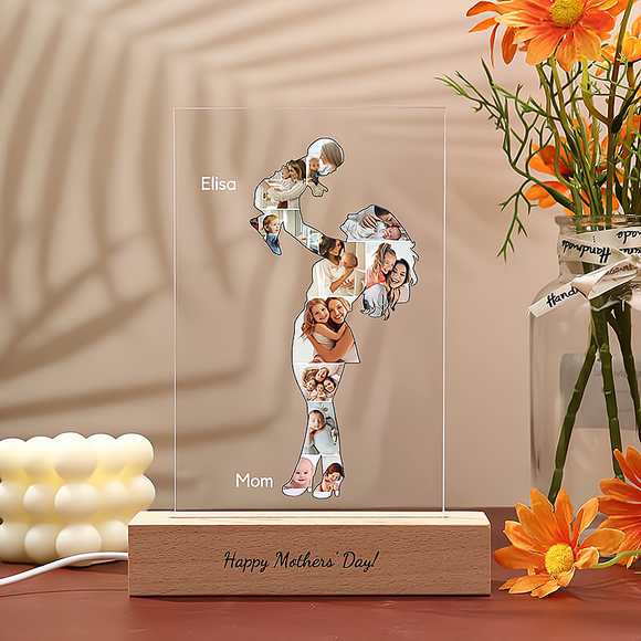 Personalized Mom & Baby Photo Collage Night Light - Unique Gift for Mom on First Mother's Day
