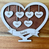 Customizable Family Heart Wooden Sign - Personalized Mother Day Plaque Home Decor for Any Room