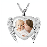 Personalized Angel Wing Heart Photo Necklace - The Perfect First Mother's Day Gift