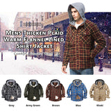 Plaid Flannel Shirt For Men Thick Warm Long Sleeve Fleece Hooded Shirts Cotton Mens
