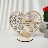 Engraved Wooden Heart Ornament with Name or Message - Great Gift for Friends or Family