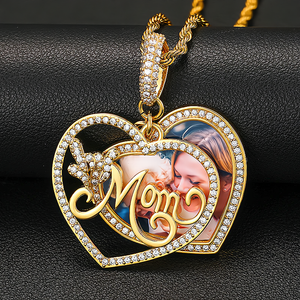 Personalized MOM Heart Necklace with Your Photo Perfect Mother's Day Gift For Mom