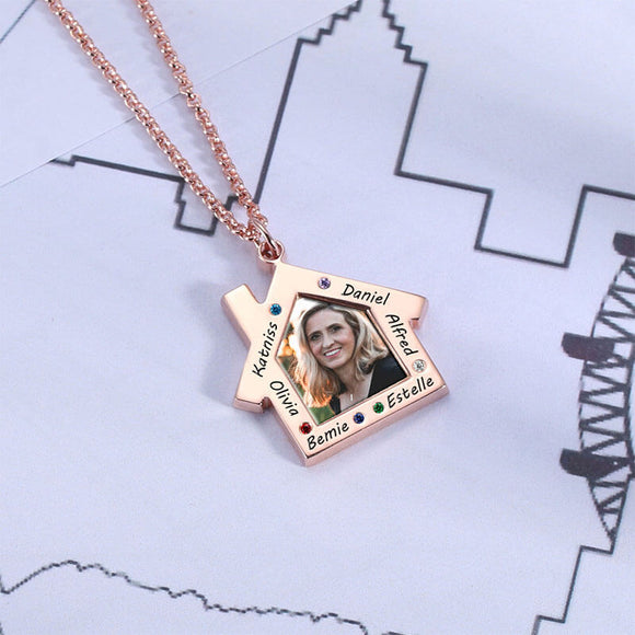 Personalized Mom Gifts 'Home is Where Mom is' Family Name Photo Necklace Custom A Meaningful and Unique Mother's Day Gift